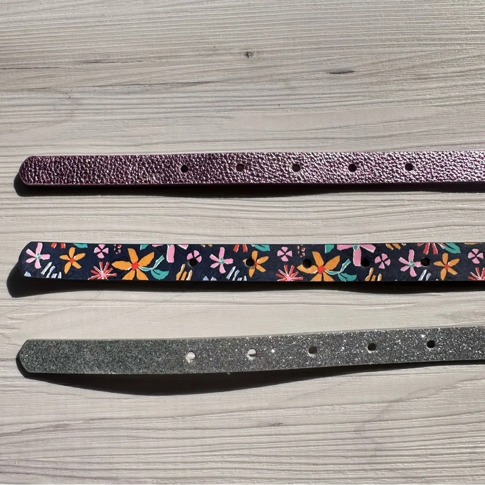 NWT Cat & Jack Kids' Belt Set - Purple, Multicolor, and Silver